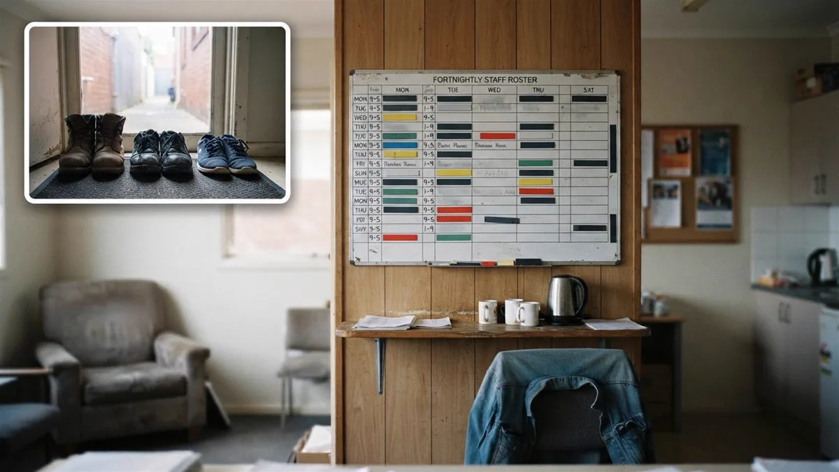 A roster board showing regular and irregular shifts across a fortnight